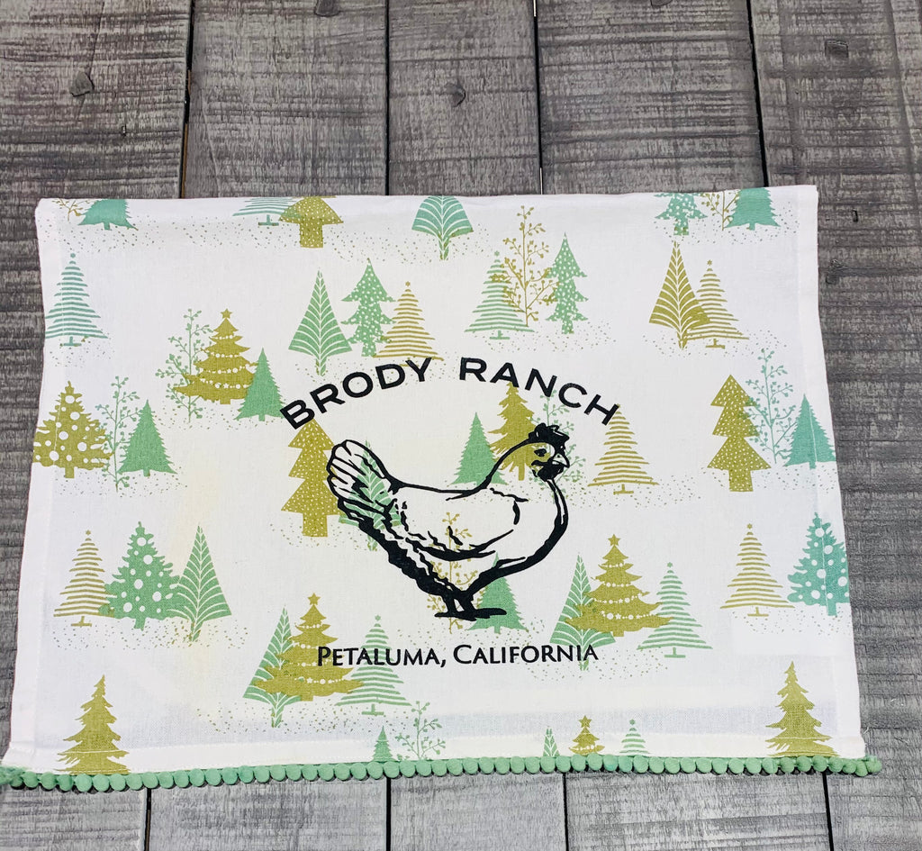 Brody Ranch Tea Towel with Luma Vintage Petaluma Chicken- Vintage Green Xmas