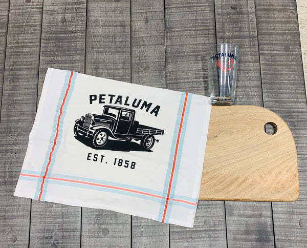 Tea Towel with Luma Vintage Truck- Petaluma Ribbon Stripe