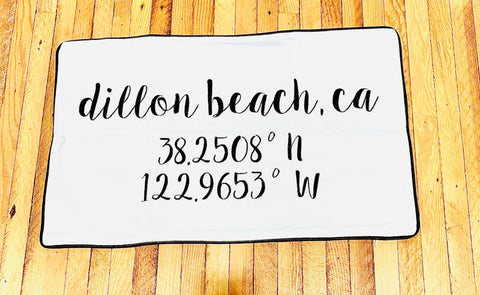 Dillon Beach  Longitude Latitude Embroidered Lumbar Pillow Cover