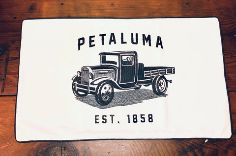 Petaluma Truck Embroidered Lumbar Pillow Cover