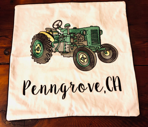 Embroidered  Penngrove Tractor Pillow Cover- Luma Vintage